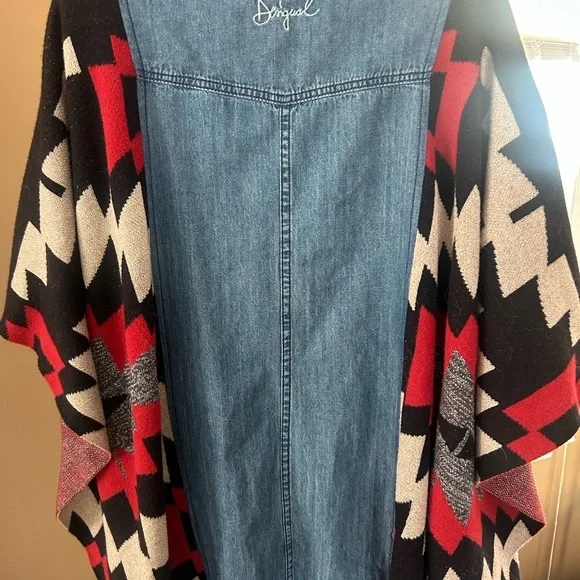 Desigual Blue Denim Fabric Poncho Shirt, U - Picture 9 of 12
